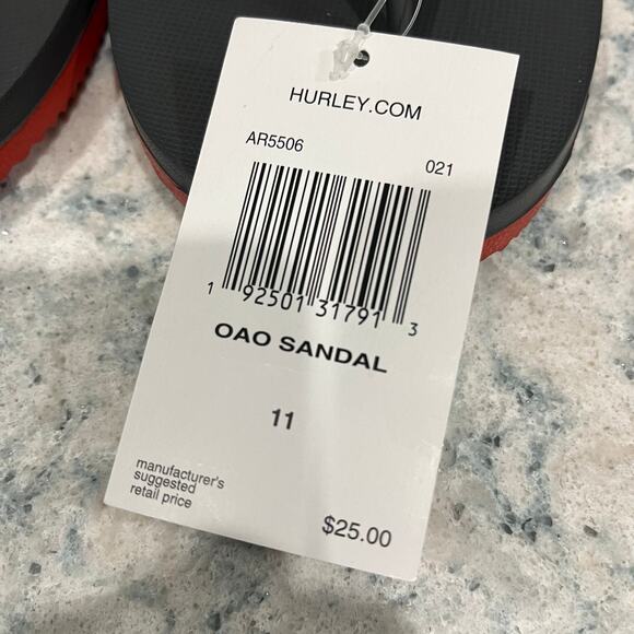 Hurley Men’s 11 Gray & Red Flip Flops NWT - Picture 5 of 5